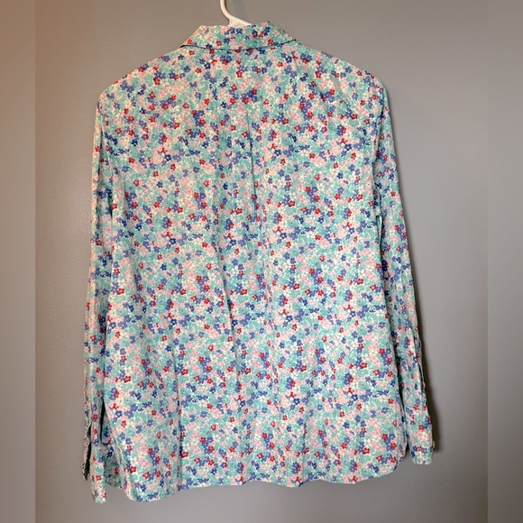 Talbots Colorful Floral Button Down Lovely Ditsy Blouse 100% Cotton Womens Sz Lp - Picture 3 of 5